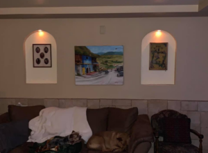 Private collector Cristy Krueger of oil painting by Lloyd Dobson Artist