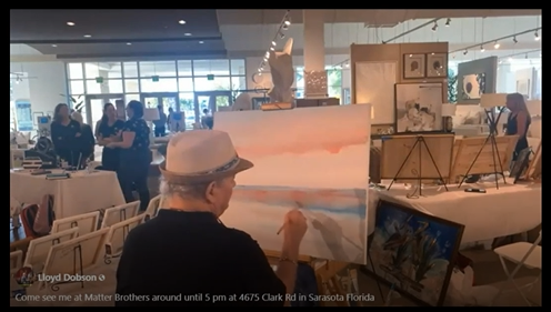 Lloyd Dobson Artist painting live at Matter Brothers Furniture Coastal Event in Sarasota Florida 2025