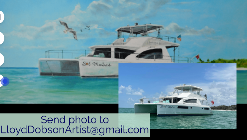Creating a commissioned oil painting of a catamaran from a photo to canvas by Lloyd Dobson Artist