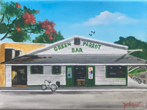 Green Parrot Bar in Key West Florida oil painting by Lloyd Dobson Artist