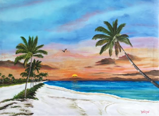 Key West Florida Beach oil painting by Lloyd Dobson Artist