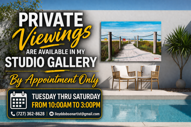 How to book an appointment to the Private Viewing Studio Gallery of Lloyd Dobson Artist