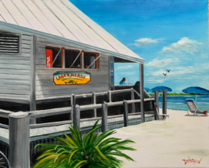 Oil painting of Lagerheads Bar in Key West by Lloyd Dobson Artist