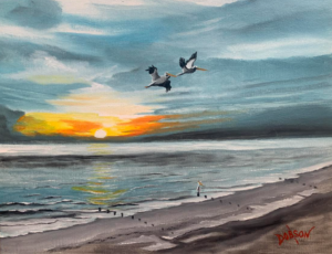oil painting titled "My View on the Gulf on Siesta Key by Lloyd Dobson Artist