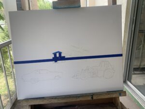 Blank canvas creating a commissioned oil painting by Lloyd Dobson Artist