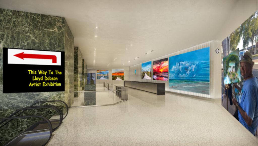 Arrow pointing to the Virtual Art Exhibition by Lloyd Dobson Artist